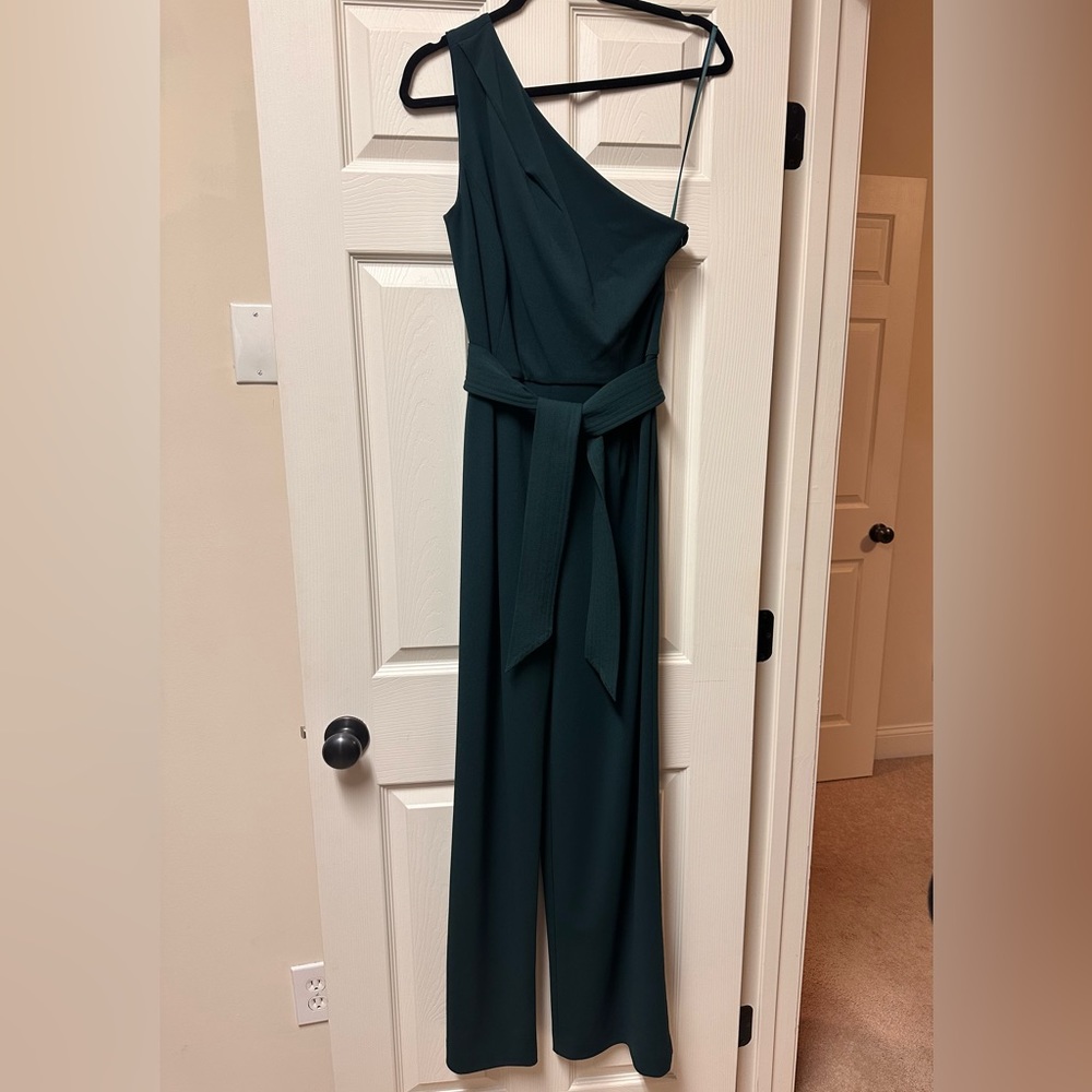 Antonio Melani One Shoulder Tie Waist Sleeveless Wide Leg Jumpsuit